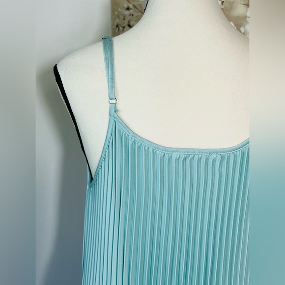 SAM EDELMAN SLEEVELESS SATIN PLEATED MIDI DRESS SIZE XL COLOR MINT NWT - Picture 13 of 14
